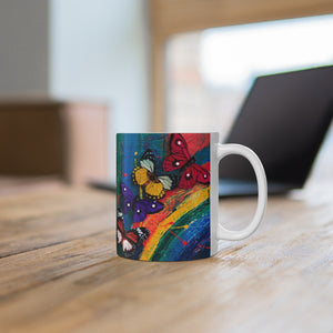 GreenLiving4Life Butterfly Collection - "Yellow Butterfly Abstract" Mug 11oz - GreenLiving4Life