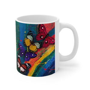 GreenLiving4Life Butterfly Collection - "Yellow Butterfly Abstract" Mug 11oz - GreenLiving4Life