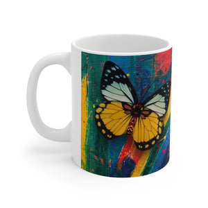 GreenLiving4Life Butterfly Collection - "Yellow Butterfly Abstract" Mug 11oz - GreenLiving4Life